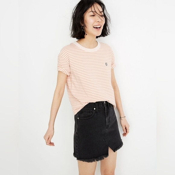 Madewell Rigid Denim A-Line Mini Skirt in Lunar Wash: Cutout Edition - Picture 2 of 8